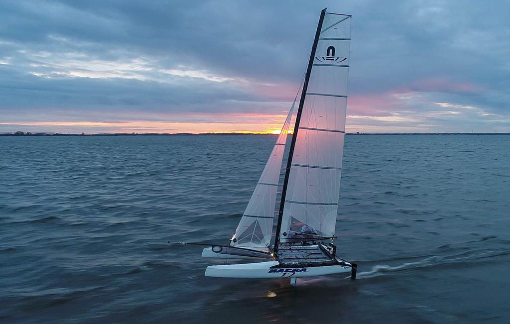 Bora Gulari and Helena Scutt getting acquainted with the foiling Nacra 17 MK2 © Keith Brash